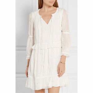 Diane Von Furstenberg White Edlyn Eyelet Peasant Dress Sz 2 Boho Chiffon Mini